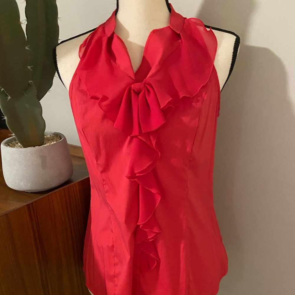 Express Pink ruffled sleeveless blouse